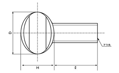 鉄 ウチワボルト(つまみねじ)の寸法図