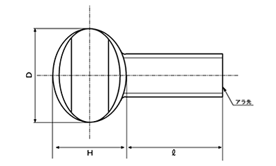 鉄 ウチワボルト(つまみねじ(インチ・ウイット)の寸法図