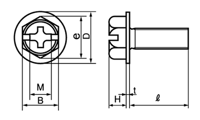ステンレス SUS410 (+-)フランジボルトセレート無し(北螺子製)の寸法図