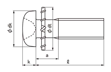 鉄(+) ナベ頭セムス小ねじ LI＝2 (内歯座金 組込)の寸法図