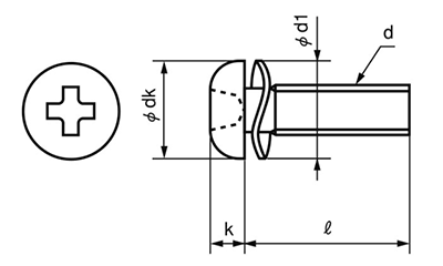 ステンレス (+)ナベ頭セムス小ねじ SP＝2 (ツーロック・バネ座組込)の寸法図