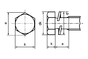 鉄 六角トリーマ頭セムス小ねじ P＝2 (バネ座組込)の寸法図