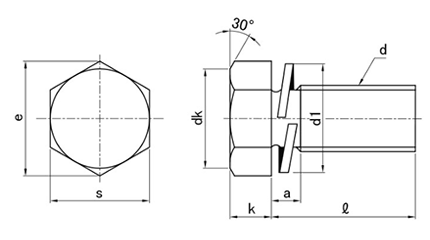 ステンレス 六角トリーマ頭セムス小ねじ P＝2 (バネ座組込)の寸法図