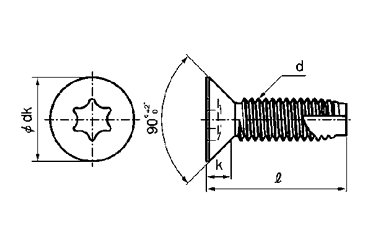鉄 TRX 皿頭 タッピンねじ(3種溝付き C-1形)の寸法図