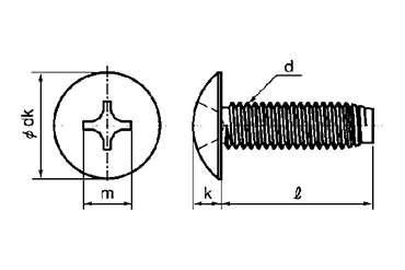 ステンレス(+)トラス頭 タッピンねじ(3種溝なし C-0形)の寸法図