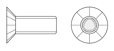 鉄 (+)Sタイト 皿頭 (逆セレートタイプ)の寸法図