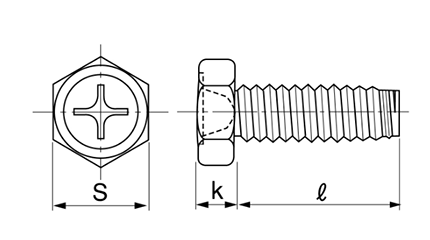 鉄 ノンタップビス (+)六角アプセット頭 イッキくん (BOX小タイプ)(コクサイ)の寸法図