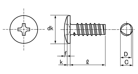 鉄 サンコータイト(+)Bタイプ バインド頭の寸法図