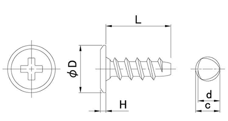 鉄(+)スリムヘッド Pタイプの寸法図