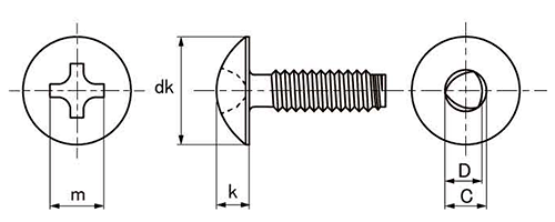 鉄 サンコータイト(+)Cタイプ トラス頭の寸法図