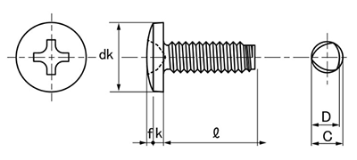鉄 サンコータイト(+)Cタイプ バインド頭の寸法図
