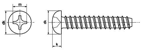 鉄(+)デルタイト2種 ナベ頭の寸法図