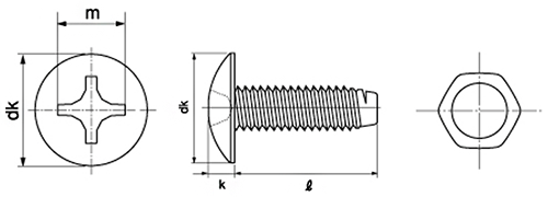 鉄 FTネジ(+)トラス頭の寸法図
