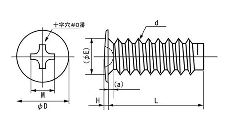 鉄(+) ラミクス(H2)Bタイト(超薄平頭)(日東精工製) D3.0の寸法図