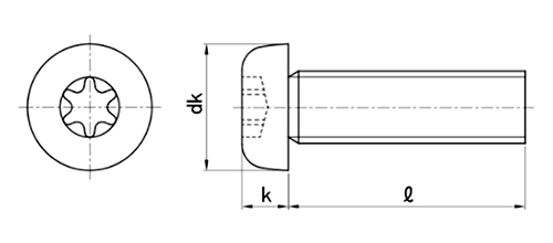 鉄 TRX ナベ頭 3種 小ねじ (M2マイクロねじ)の寸法図