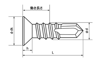 鉄 ピアス 皿頭 小頭(頭径D=6)の寸法図