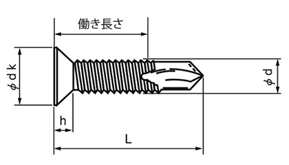 鉄 ピアス 皿頭 小頭(頭径D＝6)(細目)の寸法図