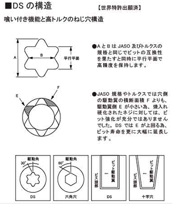 鉄 DSピアス 皿頭 (高トルク機能)の寸法図