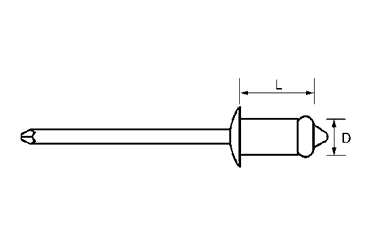 アルミ-鉄 ピアスブラインドリベット 標準の寸法図