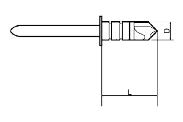 アルミ-鉄 ピアスブラインドリベット セルフドリリングの寸法図