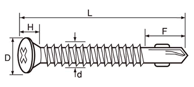鉄 フラッシュポイント 皿頭 リーマフレキ(リーマフレキ付)の寸法図