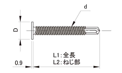 鉄 ダンバ ディスクヘッド (薄平頭)(若井製)の寸法図