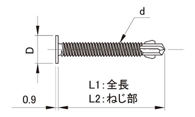 鉄 ダンバ ディスクヘッドリーマ (薄平頭)(若井製)の寸法図