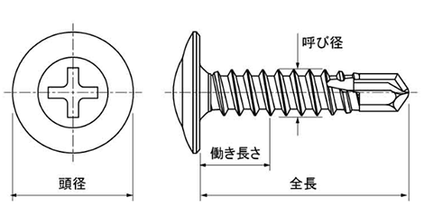 鉄 ダンバ シンワッシャー頭(バリューパック)(若井製)の寸法図