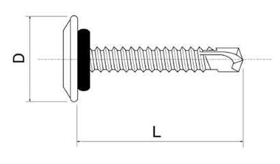 鉄 リベットダンバ パッキン付 (平シンワッシャー頭)(若井製)の寸法図