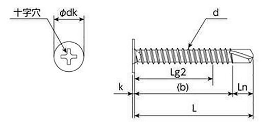 鉄 極平スクリュー(極薄平頭)(GH)の寸法図