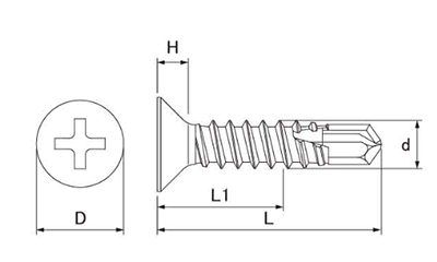 鉄 ジャックポイント 皿頭 (ヤマヒロ製)(全ねじタイプ)の寸法図