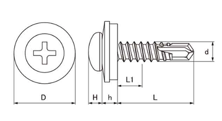 鉄 ジャックポイント(AZWシール なべ頭)(ヤマヒロ製)の寸法図