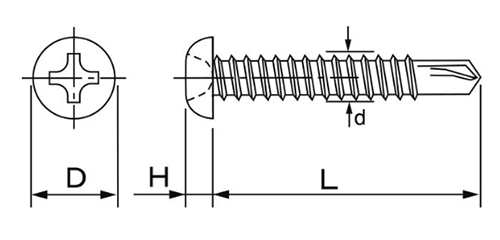 鉄 ドリル&ドライブ PAN (なべ頭)(ケーエム精工)の寸法図