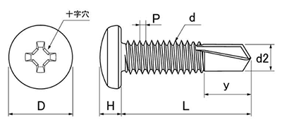 鉄(+)(■)AXプレミアムマルチ PAN (なべ頭)(パック入)(+四角穴兼用)の寸法図