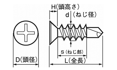 鉄 ノンウエルダーFD(小頭D6) (無溶接ビス)の寸法図
