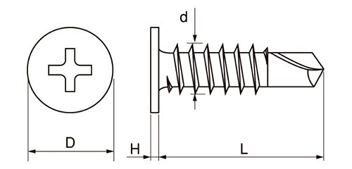 鉄 エースポイント Tヘッドドリル 薄平頭(粗目)(天野製作所)の寸法図