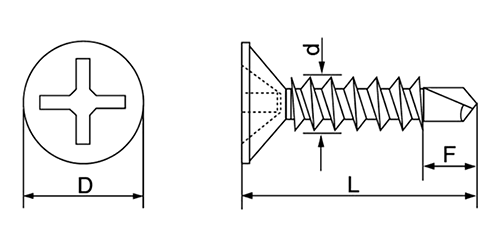 鉄 クイックビス 皿頭 (山喜産業)の寸法図