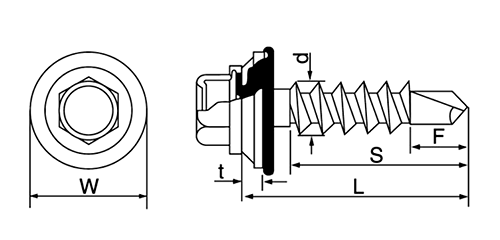 鉄 クイックビス ステンキャップ HEX(六角頭)(山喜産業)の寸法図