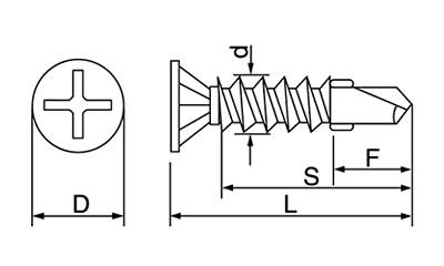 鉄 クイックビス リーマフレキ頭 (山喜産業)の寸法図