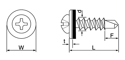 鉄 クイックビス シーリング PAN (なべ頭)(山喜産業)の寸法図