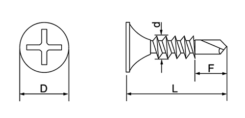 鉄 クイックビス ラッパ頭 (山喜産業)の寸法図