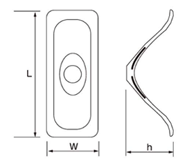 ステンレスSUS304 波板ビス付属品 鉄板大波座金(WxLxh)(フジテック品)の寸法図
