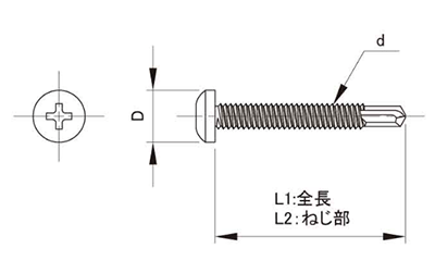 ステンレス SUS410 ダンバ PAN(なべ頭)(若井製)の寸法図