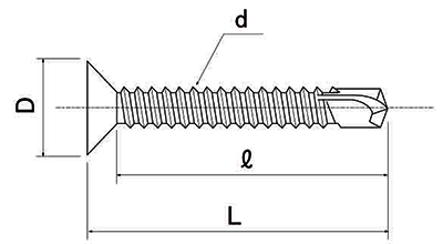 ステンレス SUS410 ダンバ 皿頭 小頭(頭径D＝6)(粗目)の寸法図