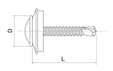 ステンレス SUS410 リベットダンバ シーリング付 (平シンワッシャー頭)(若井製)の寸法図