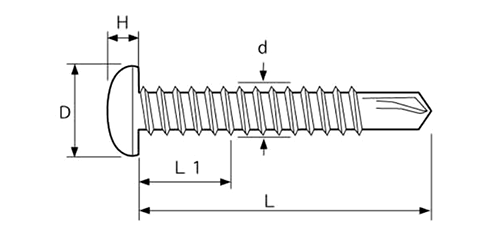 ステンレス SUS410 ドリスク PAN (なべ頭)(全ねじ)(KNフジニッテイ)の寸法図