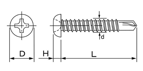 ステンレス SUS410 ドリル&ドライブ PAN (なべ頭)(ケーエム精工)の寸法図