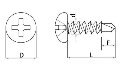 ステンレス SUS410 クイックビスPAN (なべ頭)(山喜産業)の寸法図