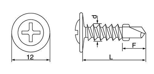 ステンレス SUS410 クイックビス シンワッシャーリーマー頭 (粗目)(山喜産業)の寸法図