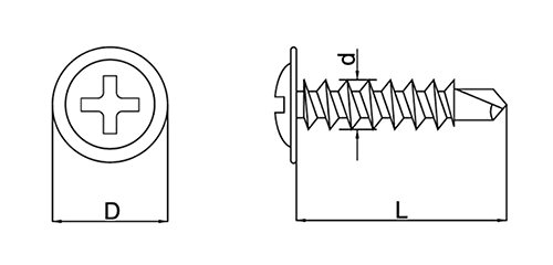 ステンレス SUS410 クイックビス 薄板用 (山喜産業)の寸法図